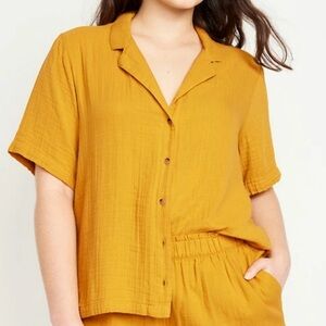 Mustard Yellow Short Sleeve Button-Up Shirt